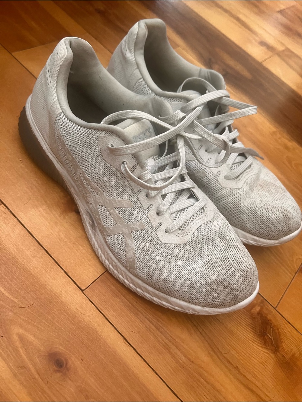 Asics White Mesh Lace-Up Sneakers